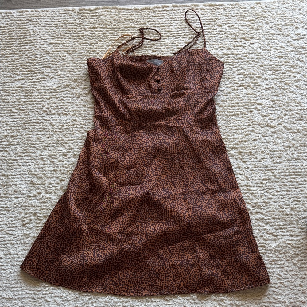 Urban Outfitters Brown Spotted Slip Mini Dress